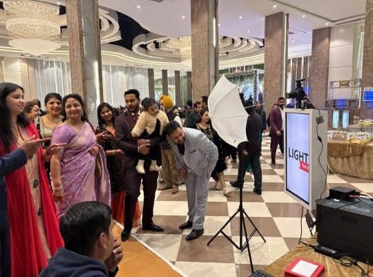 Guests using photobooth